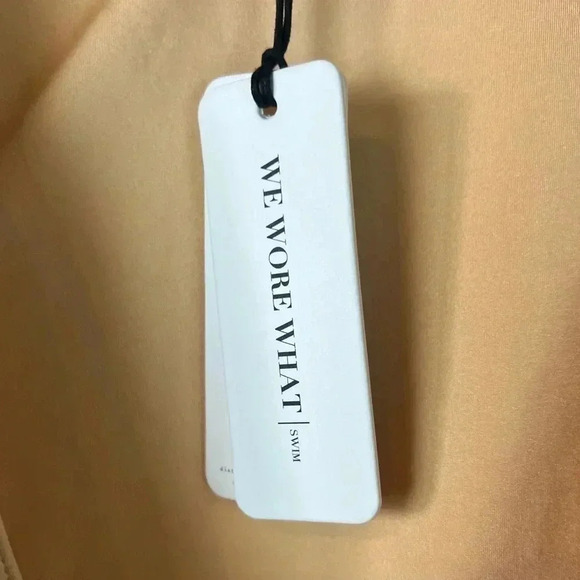 NWT We Wore What Women's XL Salerno Top Snake Skin Tan Swim Collared Tie Front - Picture 2 of 5